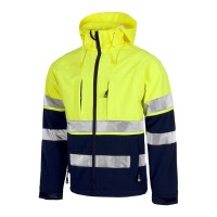 CASACO SOFTSHELL C/ CAPUZ AZ ESC/AMARELO AV S